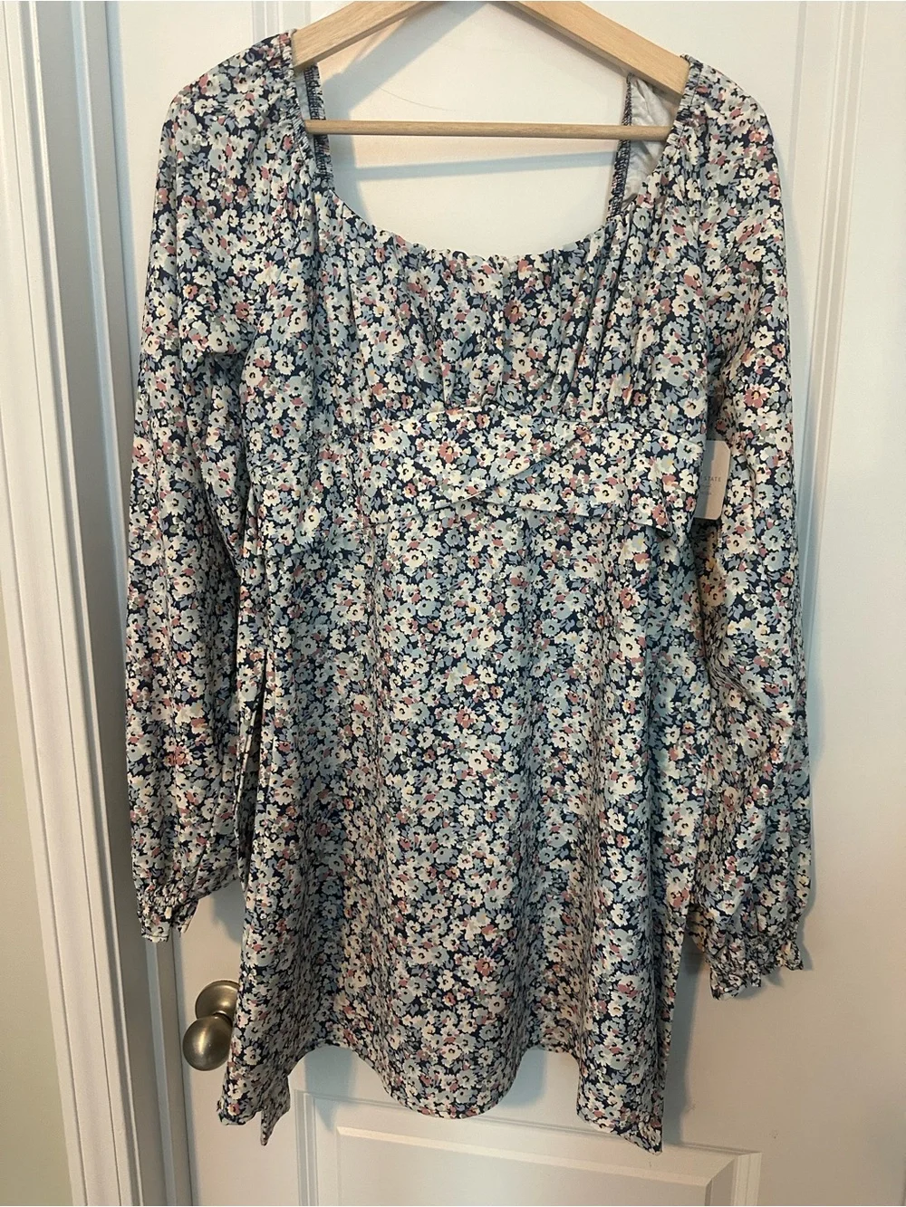 Altar'd State Blue Multi Floral Square-Neck Dress - Picture 1 of 6